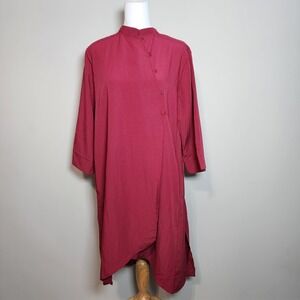 New! Kurta Tunic‎ Dress Womens XL 42" Chest Ethnic Burgandy Wrap Comfort Kurti